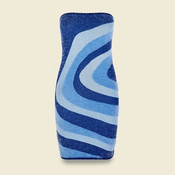 HOUSE OF SUNNY (Size S) Blue Spice Hockney Mini Tube Dress/Bodycon Pencil Skirt - Picture 3 of 6